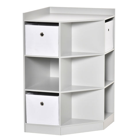 Rootz Children's Storage Shelf - Kid's Organizer - 3 Fleece Drawers - Tilt-Proof Stability - MDF White and  Grey - 57.4cm x 57.4cm x 94cm