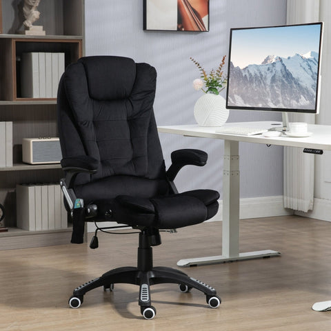 Rootz Vinsetto Office Chair with Massage & Heat Function - Ergonomic Chair - Height Adjustable Chair - 6 Vibration Massage Points - Easy Mobility - Adjustable Seat Height - 67W x 74D x 107-116H cm - Black