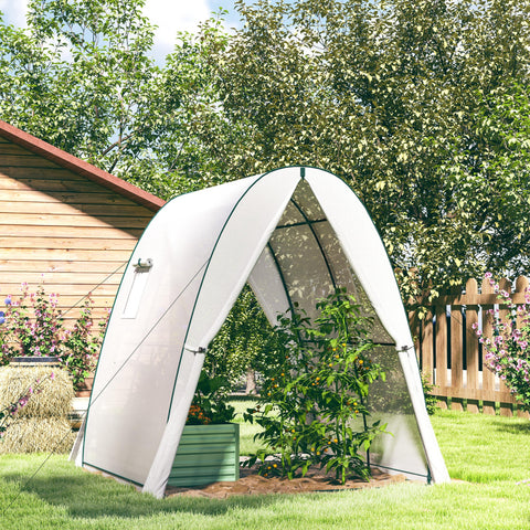 Rootz Arched Greenhouse - Plant Nursery - Gardening Shelter - Weather Protection - 1.8 x 1.8 x 2 m - White