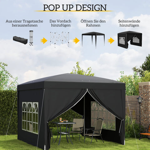 Rootz 3 x 3m Pavilion - Garden Tent - Marquee - UV Protection - 2.95m x 2.95m x 2.58m - Ideal for Celebrations & Camping