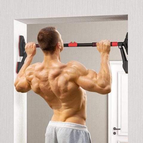 Rootz Adjustable Pull-Up Bar - Door Frame Bar - Home Gym Equipment - Spirit Level Indicator - 79-98cm x 7.5cm x 15cm