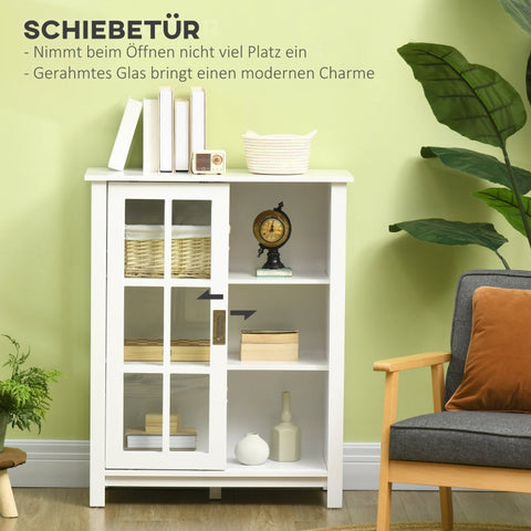 Rootz Showcase with 3 Shelves - Sideboard - Hallway Console - Versatile Storage - Modern Design - Secure and Stable - 80cm x 35cm x 100cm - MDF and Tempered Glass