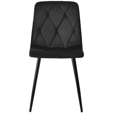 Rootz Black Velvet Dining Chairs Set - Luxurious Seating - Padded Comfort - Modern Design - 45cm x 40cm x 86cm