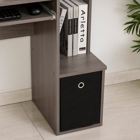 Rootz Computer Desk - Workstation - Study Table - Multi-Shelves & Keyboard Tray - 100cm x 40cm x 86.6cm - Black & Grey Chipboard