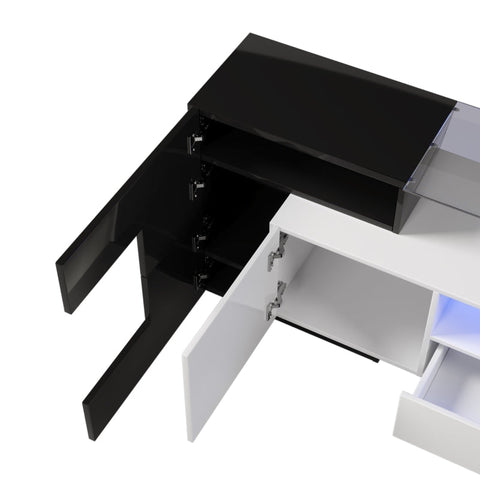 Rootz TV Cabinet - Entertainment Unit - Media Console - Integrated LED Lighting - 200L x 30W x 60.7H cm