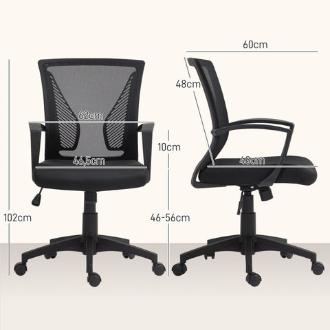 Rootz Ergonomic Office Chair - Mesh Desk Chair - Adjustable Office Seat - Comfort & Durability - 62cm x 60cm x 92-102cm
