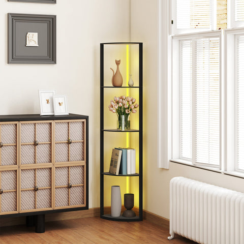 Rootz LED Floor Lamp - Dimmable Standing Light - RGB Lamp with Shelf - Remote-Controlled - Space-Saving Design - 42cm x 29.5cm x 163cm