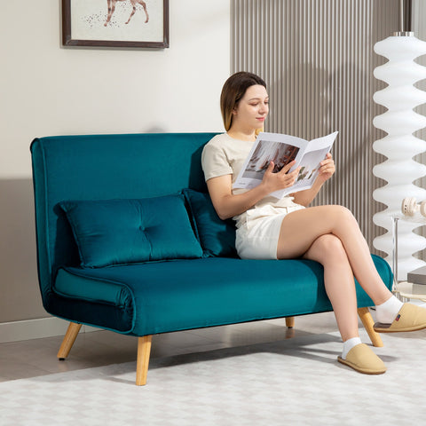 Rootz 2-Seater Sleep Sofa - Bed Sofa - Convertible Couch - Adjustable Backrest - Velvet Fabric - 120cm x 75cm x 87cm