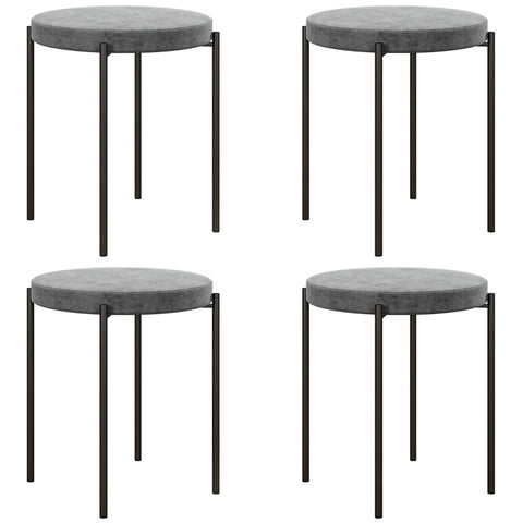 Rootz Velvet Dining Chairs Set of 4 - Stackable Kitchen Stools - Upholstered Furniture - Elegant Design - Space-Saving - 41.5cm x 41.5cm x 46cm