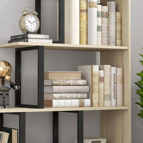 Rootz Bookcase Room Divider - Industrial Shelf - Stair Shelving - New York Loft Style - 102 x 30 x 160 cm Brown