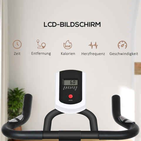 Rootz Exercise Bike - Indoor Cycling Bike - Quiet Belt Drive - Adjustable Resistance - LCD Monitor - Blue - 118cm x 50cm x 105-115cm