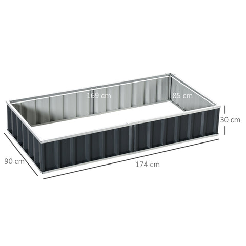 Rootz Raised Garden Bed - Modular Planter - Tool-Free Assembly - Encourages Root Growth - 174L x 90W x 30H cm - Corrugated Steel Anthracite