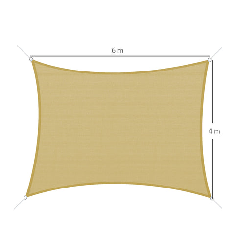 Rootz Sun Sail Rectangular Shade Sail - Sun Canopy - UV Protection Sail - Blocks 90% UV Rays - 6L x 4B M
