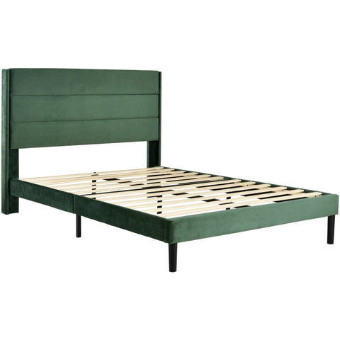 Rootz Double Bed Frame - Velvet Bed - Elegant Bedroom Furniture - Luxurious Comfort - 146L x 210P x 111H cm
