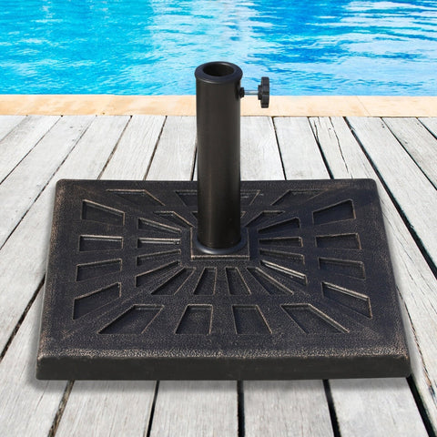 Rootz Parasol Stand 15 kg - Umbrella Holder - Umbrella Base - Durable Resin - Elegant Design - Adjustable Locking Screw - 47cm x 47cm x 32cm