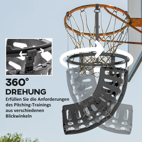 Rootz Basketball Rebounder - Return System - 360° Rotating - Height Adjustable - Enhance Skills - 35.6L x 35.6W x 75.5H cm