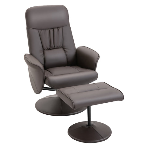 Rootz Recliner Armchair with Footstool Set - Relaxation Chair - Lounge Seat - Adjustable Backrest - Synthetic Leather - 76cm x 81cm x 101cm
