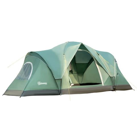 Rootz Camping Tent - Guy Ropes - Carry Bag - 5-6 Persons - Family Tent - Lamp Hooks - Side Pockets - Polyester-Oxford - Green-Black - 4.55 x 2.3 x 1.8m