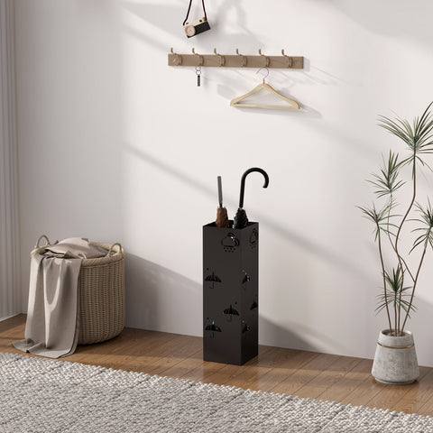 Rootz Metal Umbrella Stand - Rain Catcher - Entryway Organizer - Keeps Floors Dry - 15.5cm x 15.5cm x 49cm