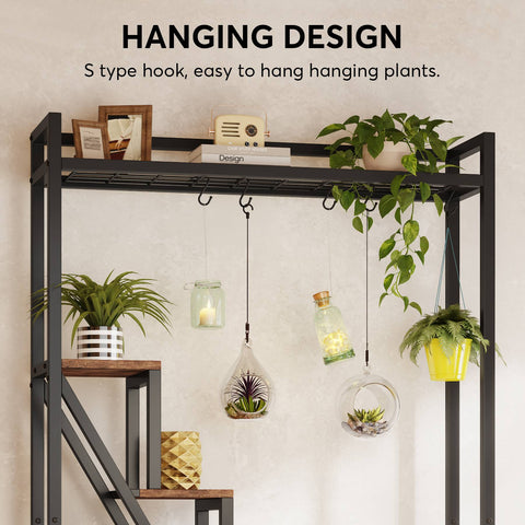 Rootz Sleek Tall Plant Stand - Indoor Plant Shelf - 7-Tier Ladder Rack - Durable Metal Frame - 105 cm W x 30 cm D x 180 cm H- Easy Assembly