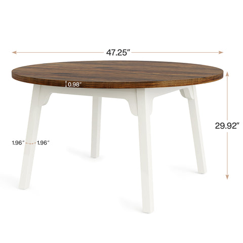 Rootz Round Dining Table - 119.3 Rustic Table - Chic Design - Durable MDF - Seats 6 - Easy Install - 76 cm H x 120 cm W x 120 cm L