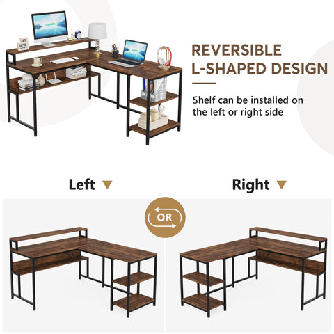 Rootz L-Shaped Desk - Space-Saving - Reversible Design - Ample Storage - 150 cm L x 120 cm W x 75 cm H