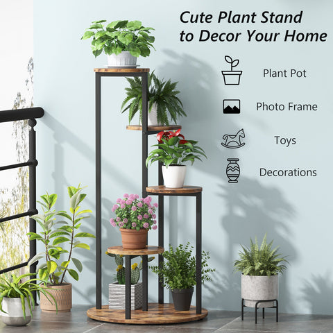 Rootz 4-Tier Plant Stand - Flower Display - Plant Holder - Sturdy & Rotatable - 50cm x 50cm x 104cm