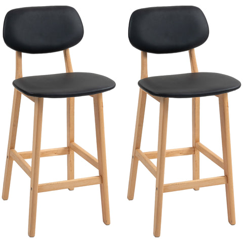 Rootz Set of 2 Bar Stools - High Chairs - Seating Stools - Comfortable Footrest - 42W x 47D x 92H cm