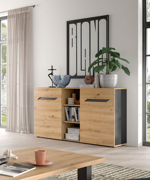 Rootz Sideboard - Credenza - Storage Cabinet - Durable Design - 130cm x 81cm x 37cm