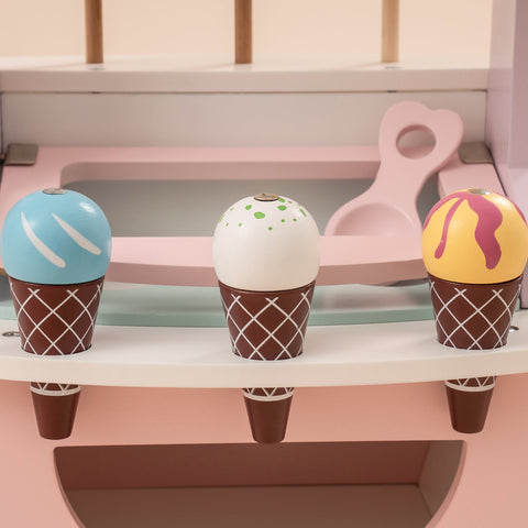 Rootz Wooden Ice Cream Cart Toys for Kids - Pretend Play - Educational Toy - Fun & Safe - 30cm x 20cm x 15cm