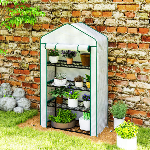 Rootz 4 Level Greenhouse Shelf - Garden Balcony - Plant Protection - Galvanized Steel - 90cm x 49cm x 160cm