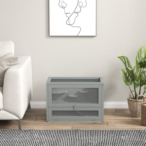 Rootz Cage for Hamsters - Rodent Habitat - Small Animal Enclosure - Multi-Level Play Area - 60cm x 35cm x 42cm - Grey