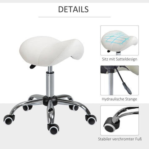 Rootz Saddle Stool - Ergonomic Stool - Height-Adjustable Chair - Promotes Upright Posture - Easy to Clean PU Leather - 52cm x 53cm x (49-61)cm