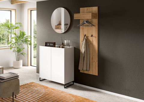 Rootz Shoe Cabinet - Footwear Organizer - Shoe Storage - Sustainable Design - 97x90x38 cm - White & Artisan Brown