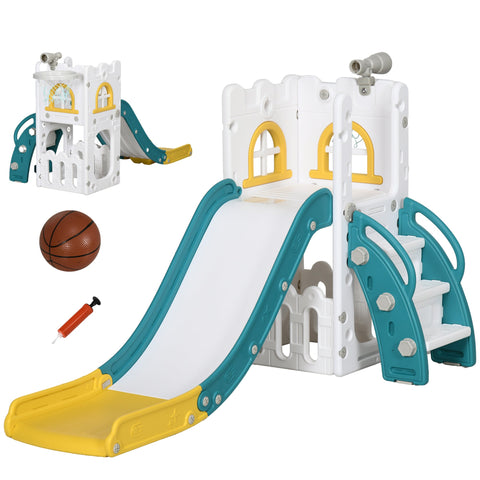 Rootz Children's Slide 4-in-1 - Toddler Slide - Playset with Basketball Basket & Telescope - Safe & Multifunctional - 70cm x 177cm x 92cm