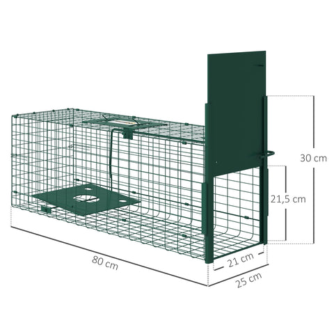 Rootz Animal Catch Cage - Pest Control Trap - Humane Capture - Safe for Pets & Kids - 80L x 25B x 30H cm - Dark Green