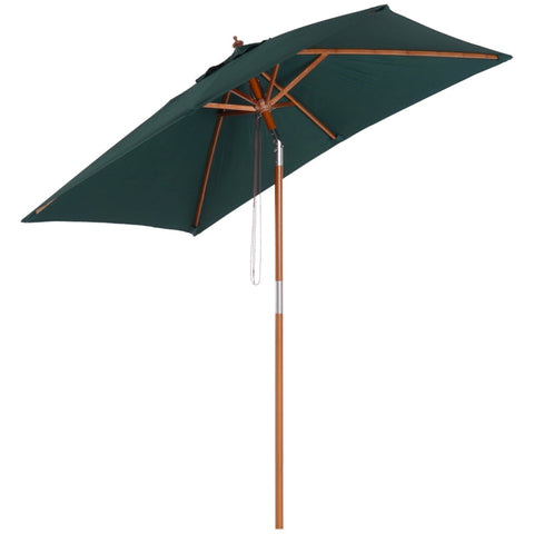 Rootz Foldable Garden Umbrella - Beach Umbrella - Adjustable Parasol - Sturdy Fir Wood - UV-Resistant Polyester - 200 x 150 x 235 cm