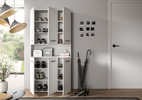 Rootz Bathroom Cabinet - Storage Cabinet - White Gloss Cabinet - Maximizes Storage - 90 x 185 x 30 cm
