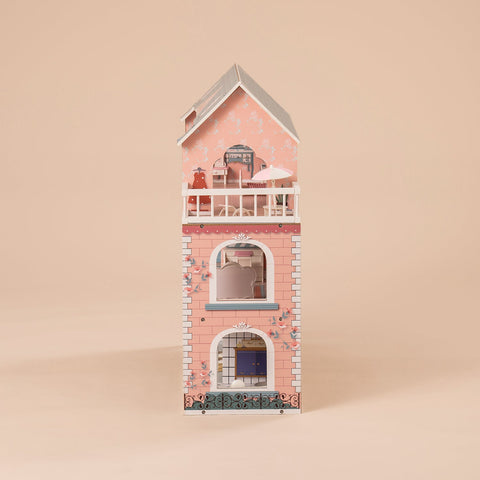 Rootz Wooden Dollhouse for Kids Girls - Princess House - Pretend Play Toy - Encourages Creative Imagination - Endless Hours of Fun - 76 x 38 x 114 cm - Solid Wood