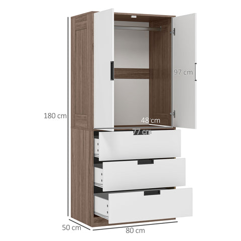 Rootz 2 Door Wardrobe - Modern Cabinet - Bedroom Storage - Durable & Spacious - 80cm x 50cm x 180cm