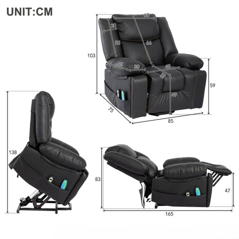 Rootz Electric Massage Chair - Recliner - Heated Armchair - 8-Point Massage & Storage - 85x75x103cm