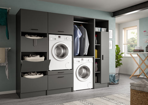 Rootz Universal Cabinet - Wardrobe - Storage Solution - Easy Installation - 50x195x62 cm Grey Chipboard