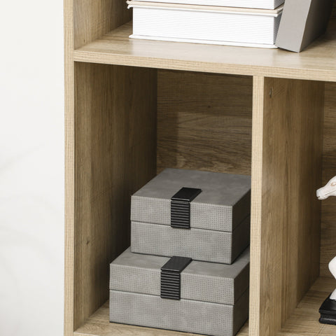 Rootz Bookcase Storage Shelf - Cabinet - 6 Shelves - Scandinavian Design - 80l x 35b x 180h cm - Brown and  Grey