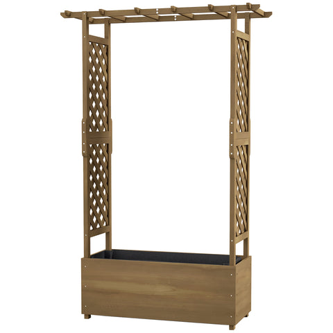 Rootz Rectangular Flower Box with Trellis - Planter Box - Garden Container - Drainage Holes - 112cm x 41cm x 180cm