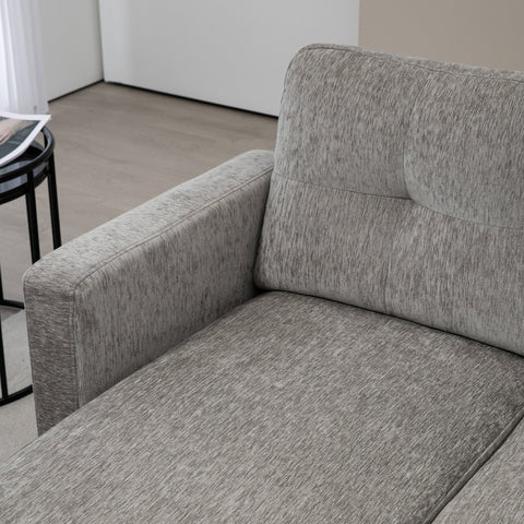 Rootz Corner Sofa - L-Shaped Couch - Reversible Chaiselongue - Space-Saving Design - 186cm x 130cm x 84cm - Grey- Linen Look Cover