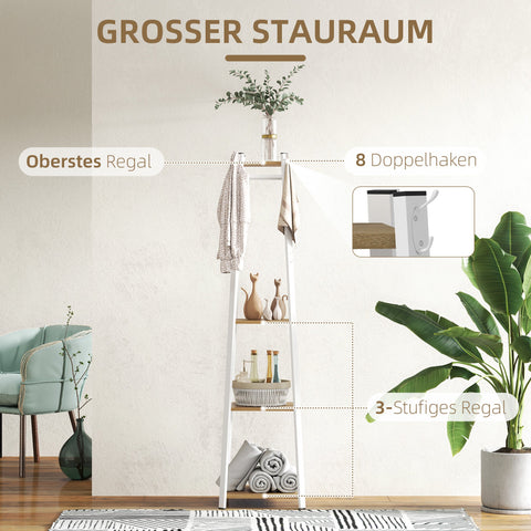 Rootz Clothes Rack - Coat Stand - Wardrobe Organizer - Space Saving - White and Brown- 42cm x 42cm x 170cm