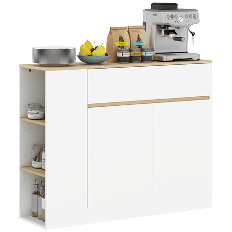 Rootz Sideboard Cabinet - Large Storage Organiser - Console Table - Ample Storage - 105 x 30 x 81.5cm - Modern White - Brown Finish