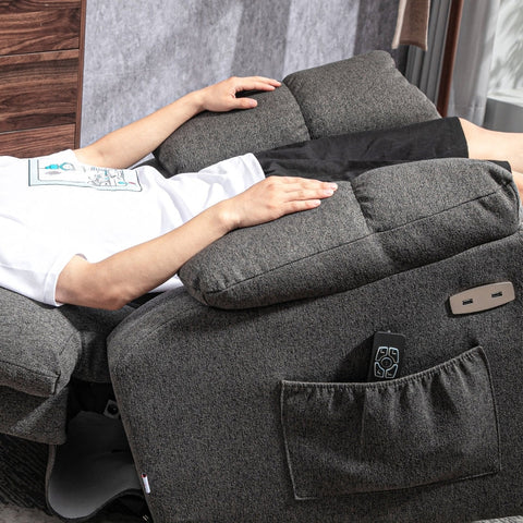 Rootz Electric Recliner TV Armchair - Chair - Cinema Seat - Enhances Comfort - 92cm x 95cm x 107cm - USB Ports Included