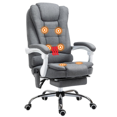 Rootz Massage Office Chair - Executive Chair - 6-Point Massage - Heating Function - Adjustable Backrest - Footrest - 360° Rotation - 65cm x 70cm x 111-119cm