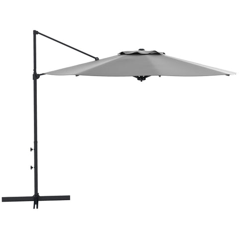 Rootz Cantilever Umbrella - Hanging Umbrella - Parasol - Tilting - Rotating - Hand Crank - Wind Hood - Metal Pole - Dark Gray - 294cm x 294cm x 242cm